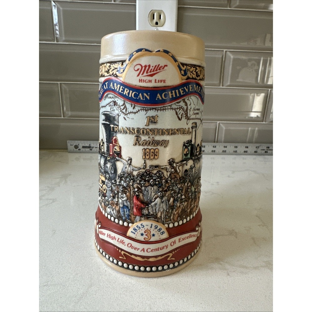 Miller Beer Stein Great‎ American Achievements Transcontinental Railway 1869
